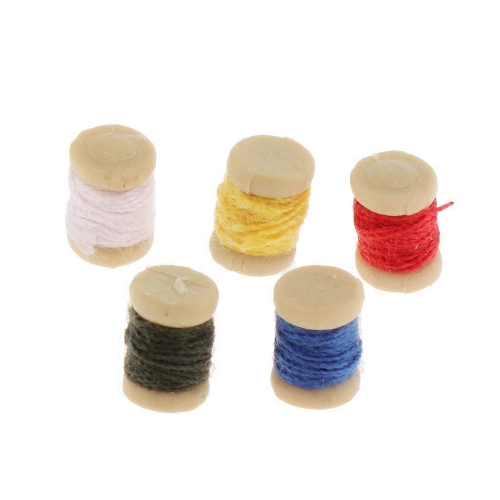 1:12 Miniature Multicolor Thread Spool Tools - Dollhouse Accessories Sewing Kit
