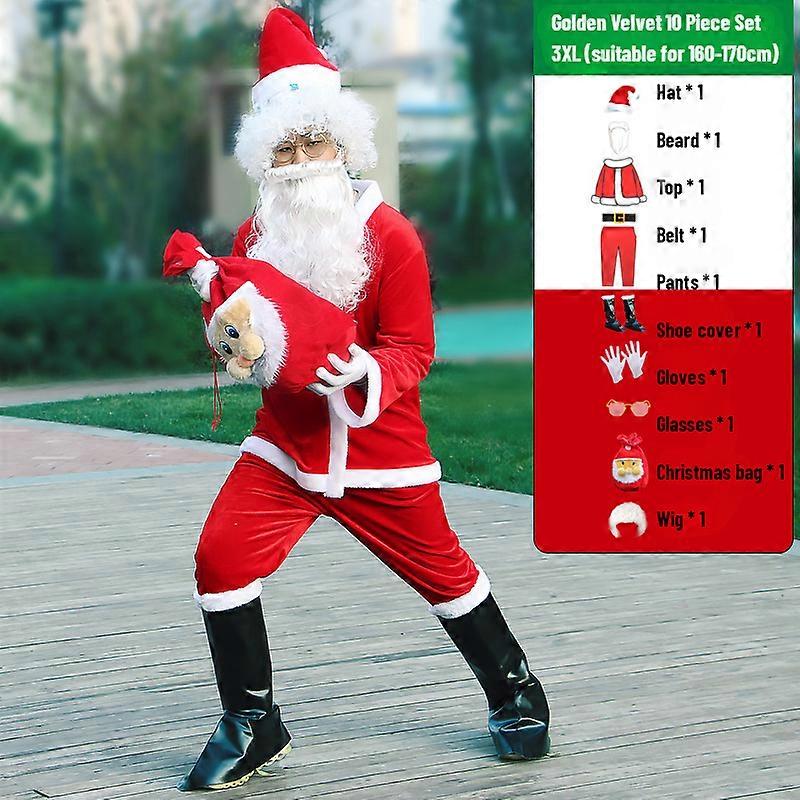 Weihnachtsmann Kleidung Erwachsene Männer Performance Party Gold Samt Set Weihnachten Performance Kostüm Anziehen