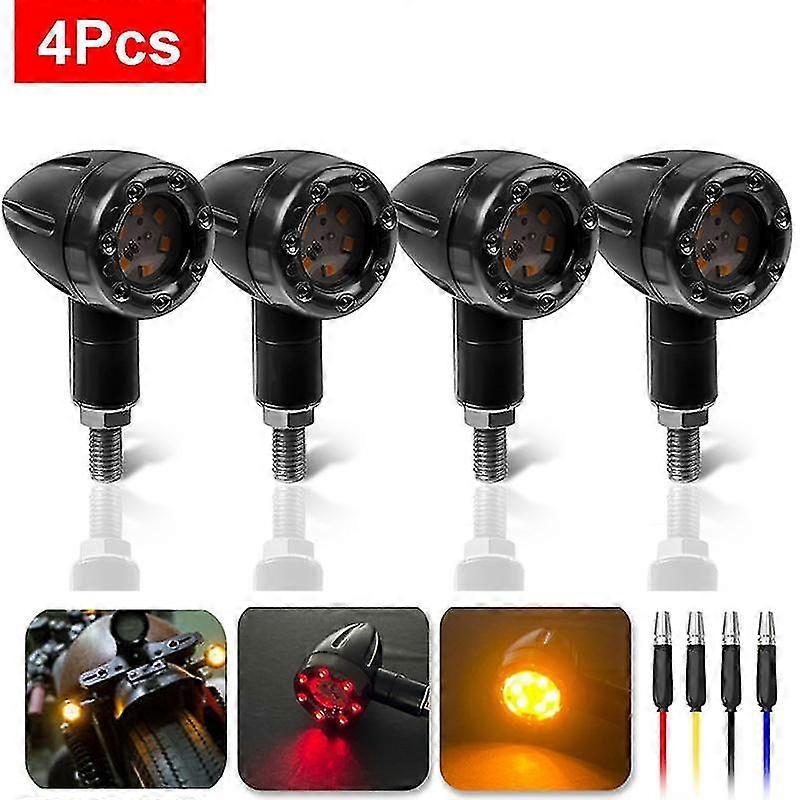 2/4Pcs Motorcycle Bike Turn Signal Lights Indicators Mini Bullet Led Amber Warning Lamp Blinker Light For Harley Honda Suzuki 12V Universal
