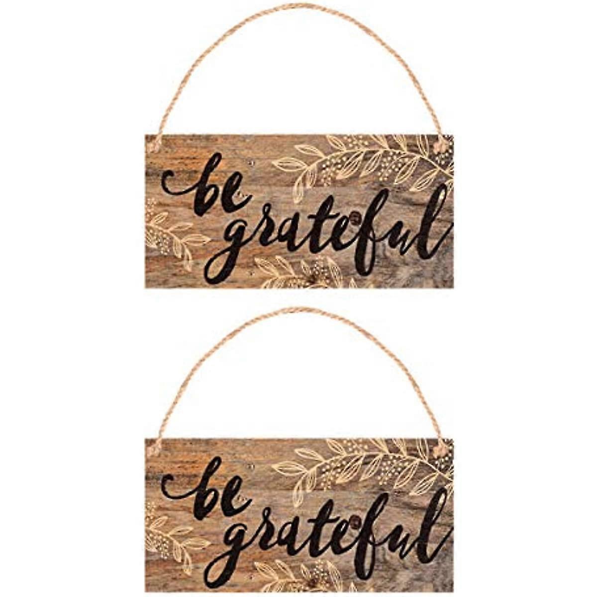 HEALLILY 2件感恩之情标志木质农舍框架墙牌挂墙标志板家居庭院门装饰