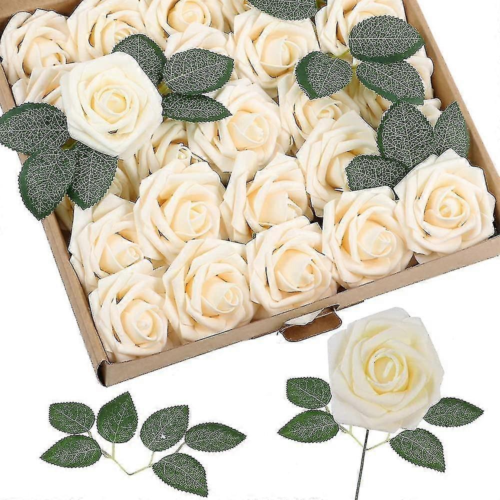 25 Pieces Artificial Rose, Artificial Flowers, Artificial Flower Home Deco, Moss Artificial