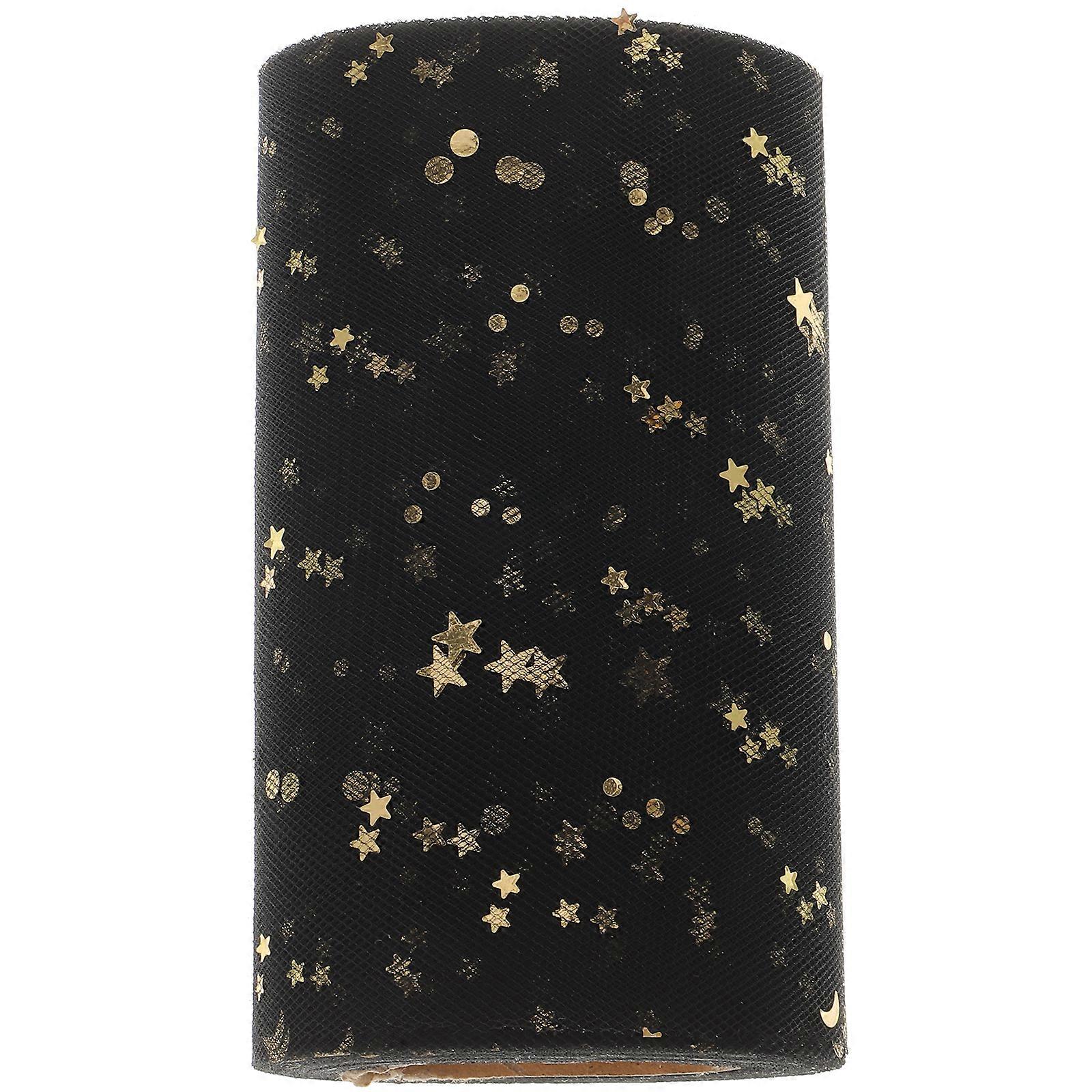 Sequins Table Skirt Gauze Desk Skirt Fashion Table Ornament Wedding Party Supplies (Black, Sequins, 2280x15cm)