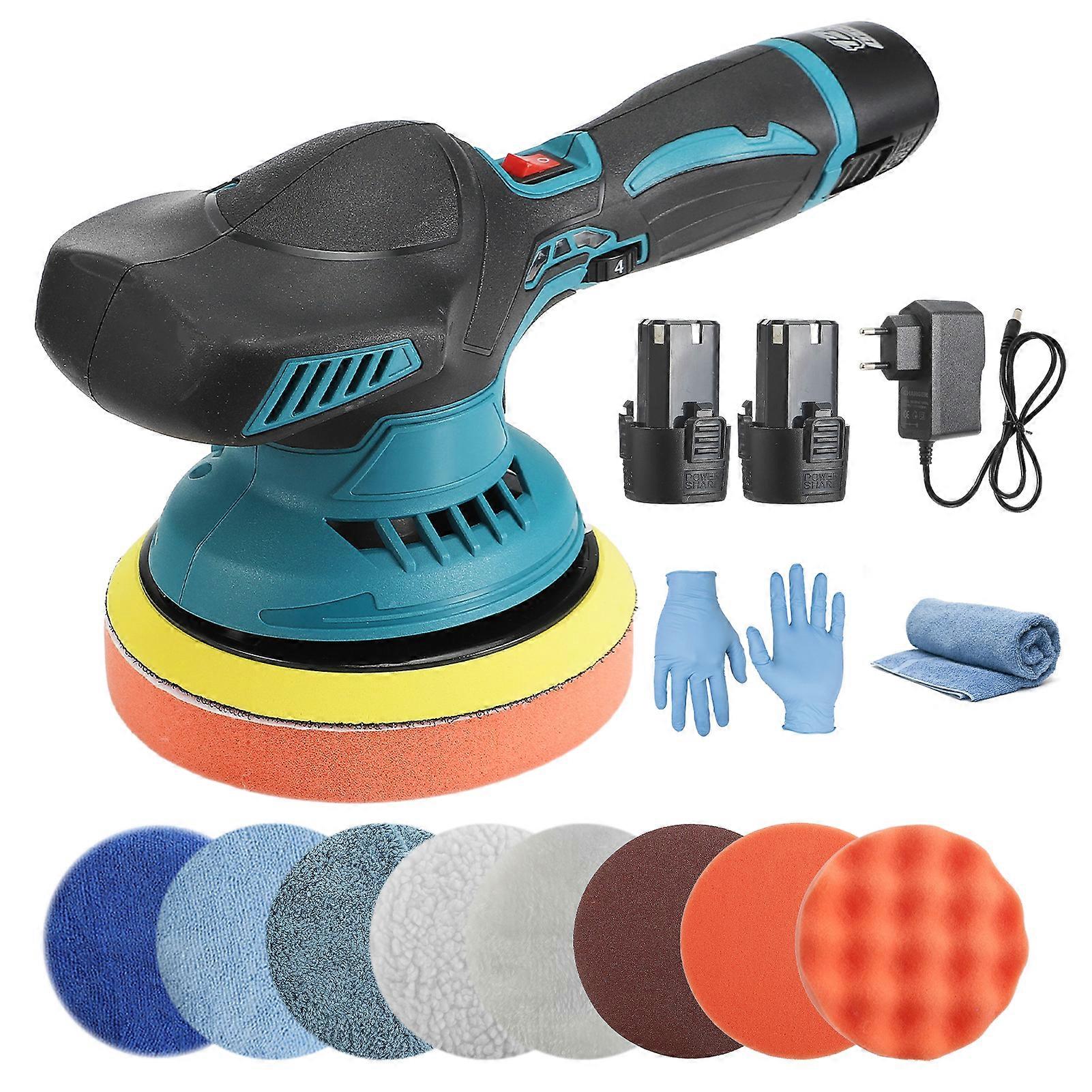Buffer Polisher, 12V Cordless Battery Powered Electric Polishing Machine with 8 Variable Speeds Rechargeable Hand-held Car Waxing Tool for Car Boat Ho