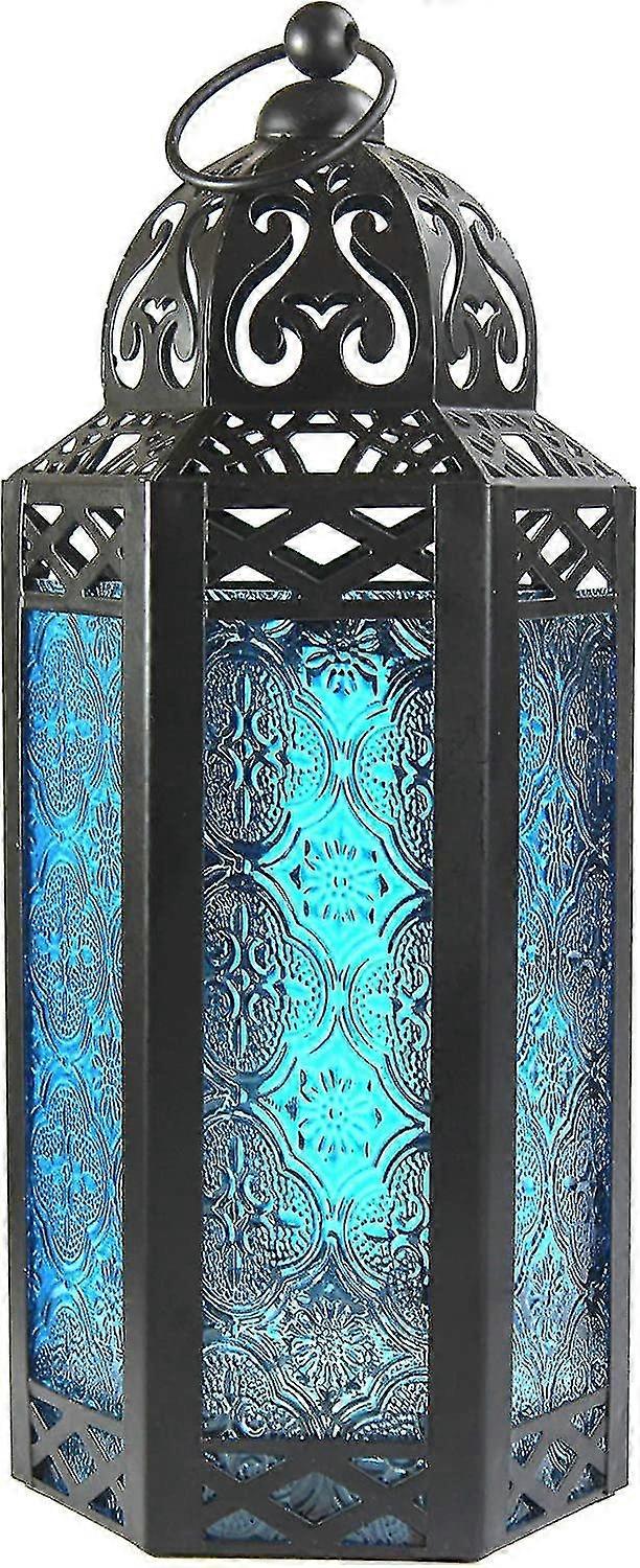 Moroccan Decorative Candle Lantern Holder, Blue