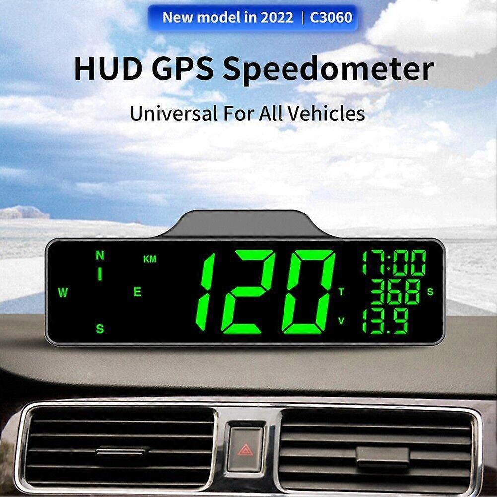 Universal HUD GPS Head Up Display Speedometer Odometer Compass Multifunction Speedometer Overspeed Alarm Odometer C3060 Dropship