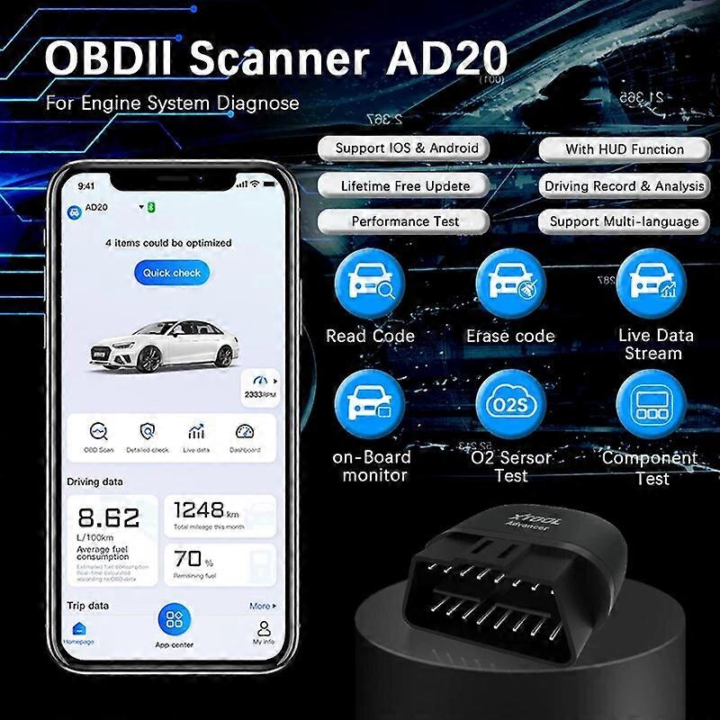 2023 XTOOL Advancer AD20 OBD2 Car Code Reader Scanner For Android /IOS Full OBD Function Diagnostic Tool Bluetooth ELM327