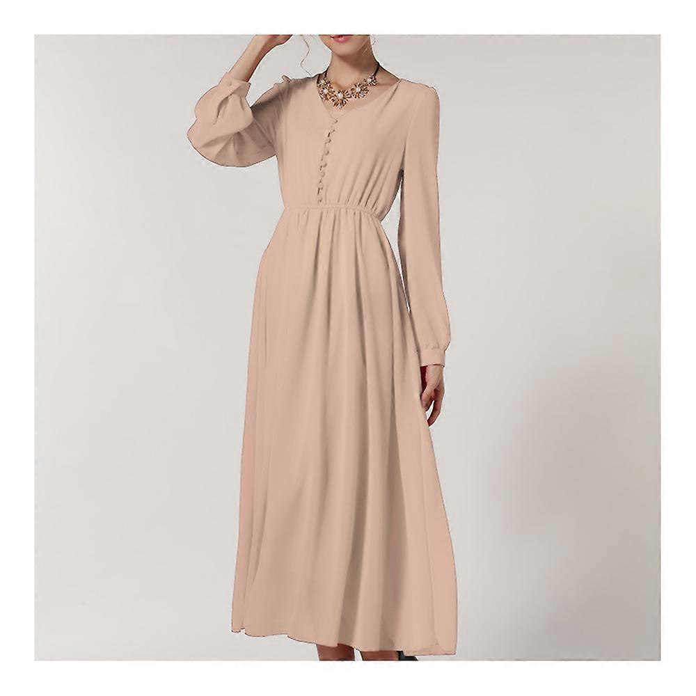 V-Ausschnitt Chiffon Slim Middle Long Kleid