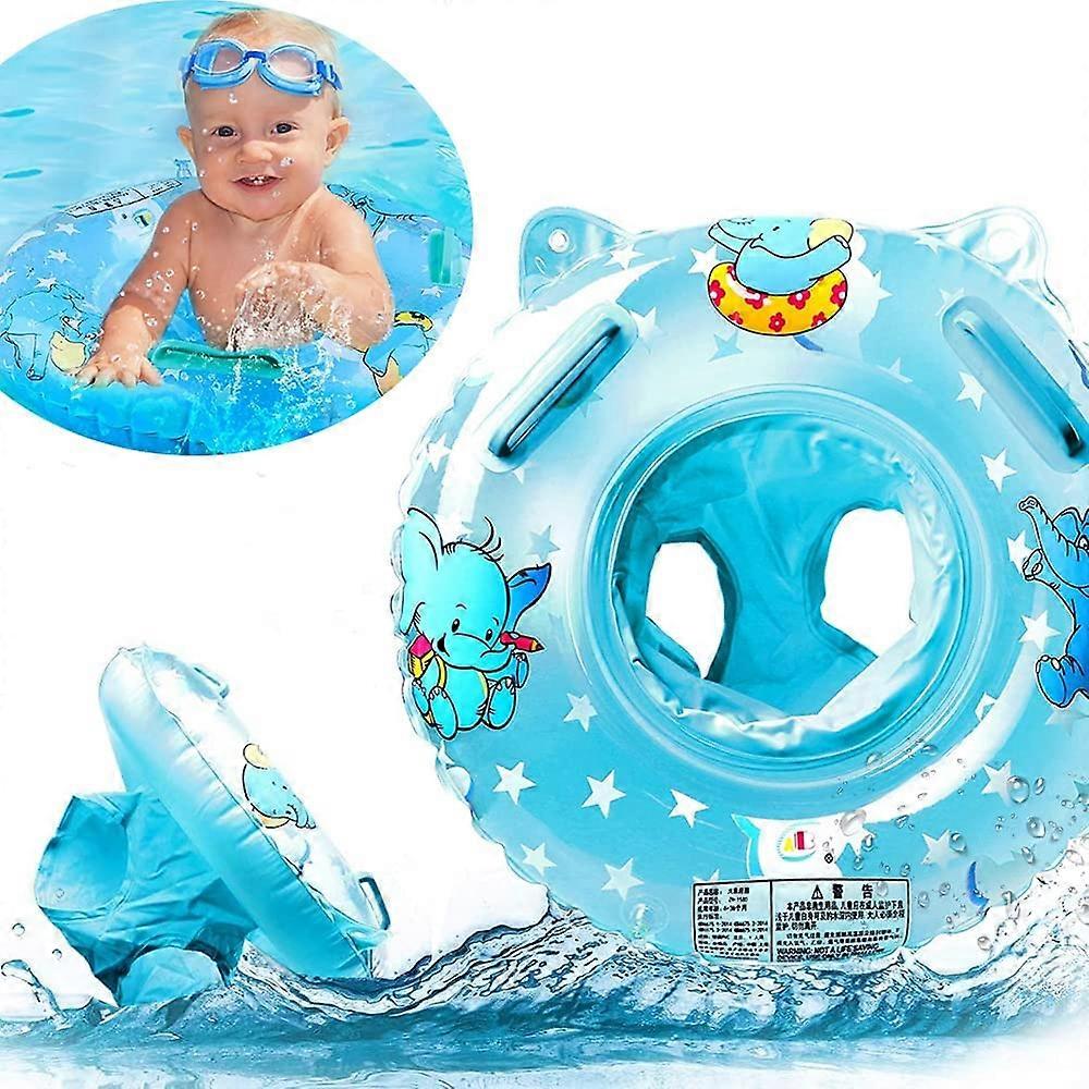 Infant Swim Ring Float 6-36 Months, Inflatable Baby Swimming Pool Float with Float Seat, Swimming Pool Bath Accessories, Soft PVC Baby Toddler (Blue)