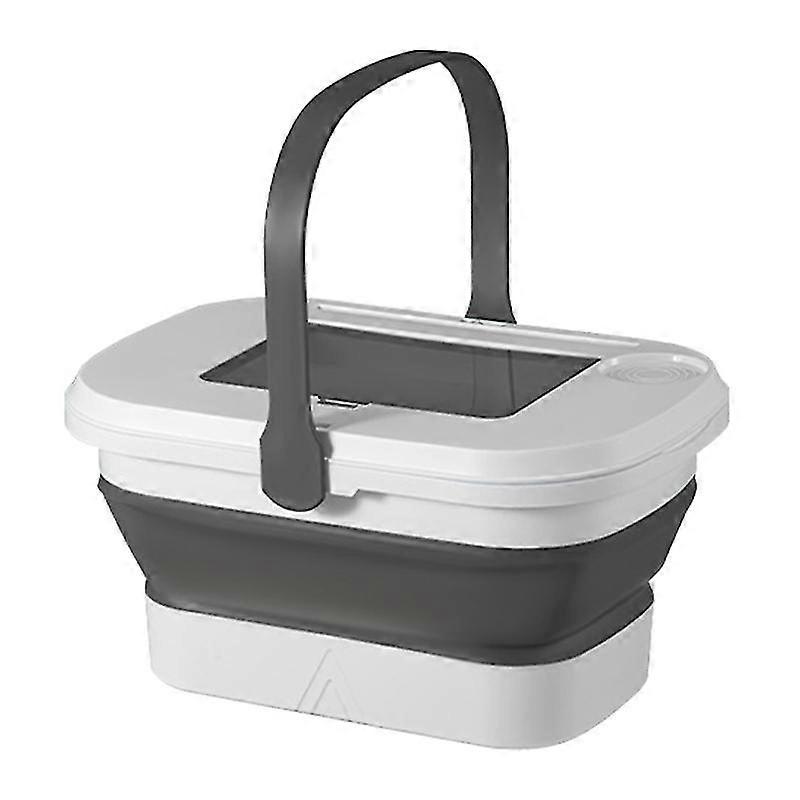 Collapsible Picnic Basket with Tray Table - 18L Storage Box for Wine, Food, and Drinks (White)