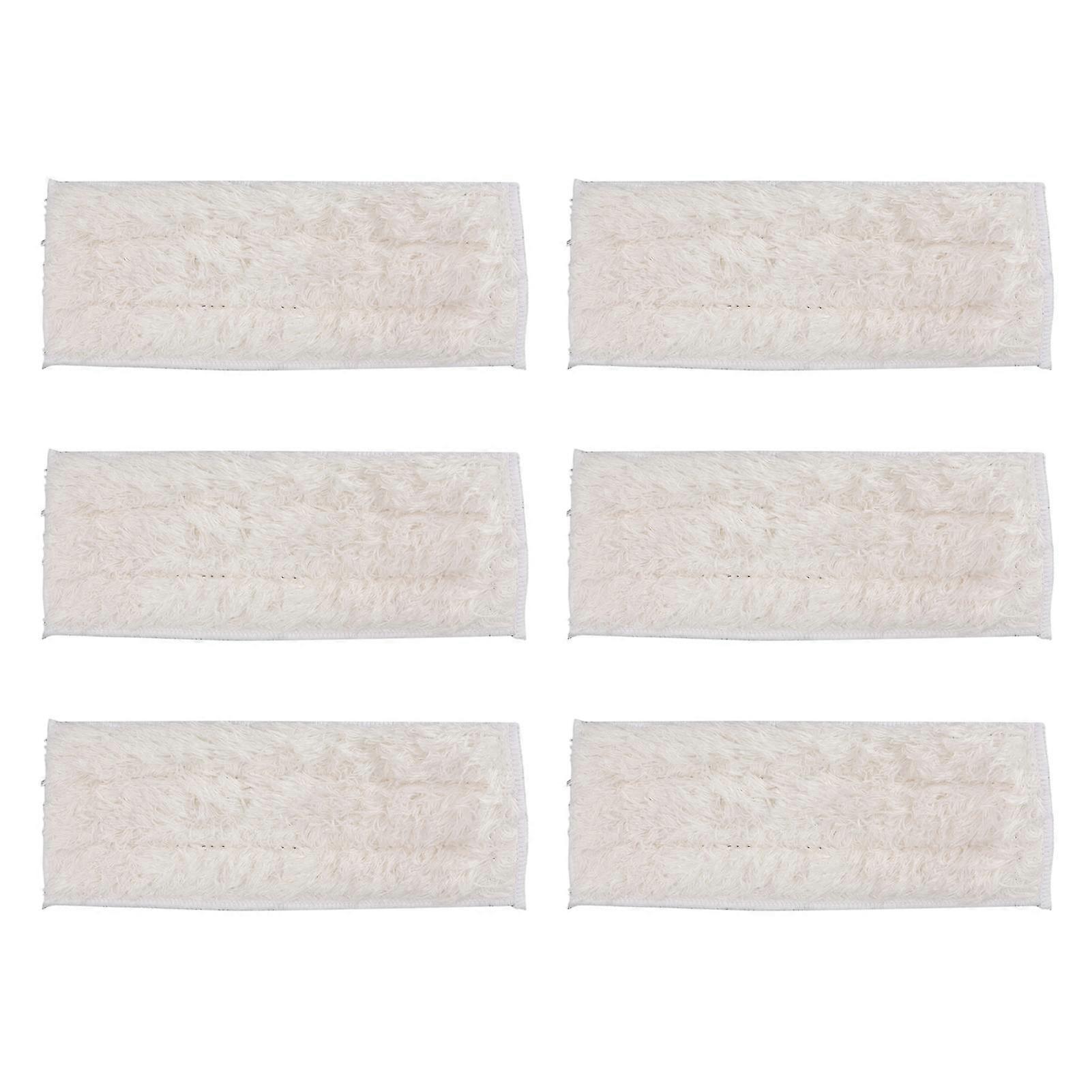 White 6Pcs Washable Reusable Robot Sweeper Dry Mopping Sweeping Pads Replacement