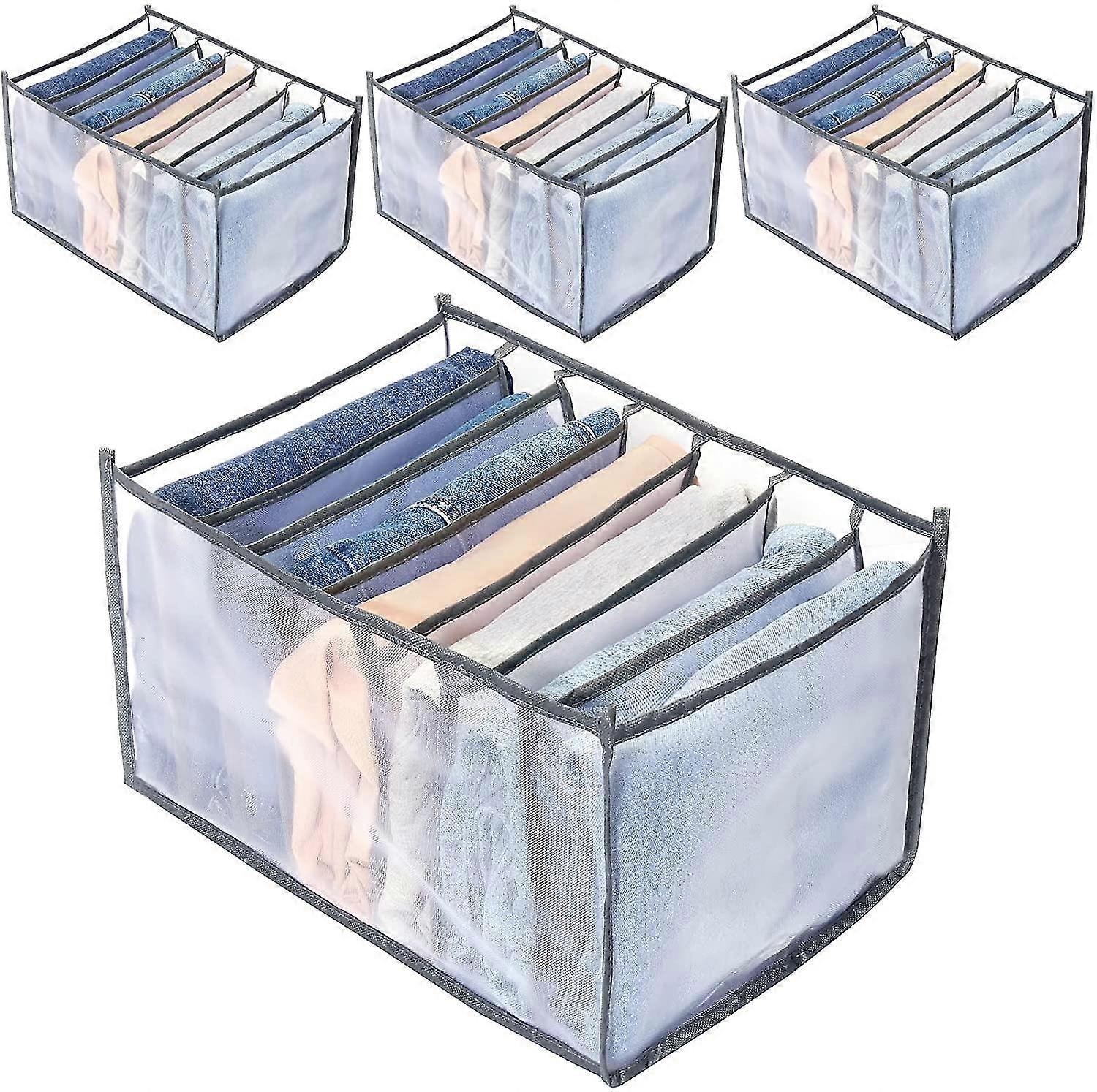 4pcs armoire organisateur de vêtements 7 grilles, organisateurs de placard et paniers de rangement, bacs de rangement pour vêtements, lavables et pliables-aisgd
