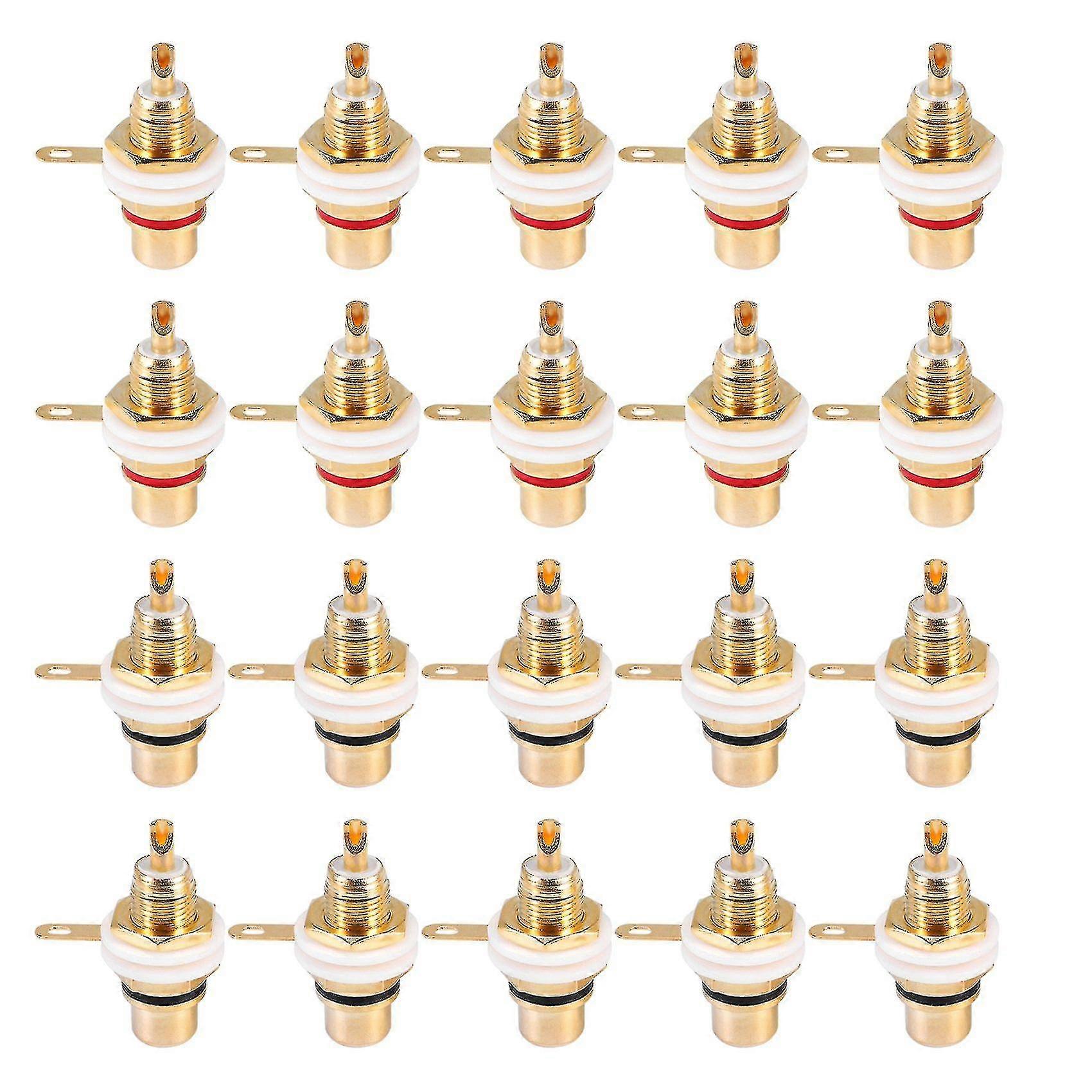 20pcs Gold Plated Female Socket Chassis Panel Connector For Amplifier Speaker