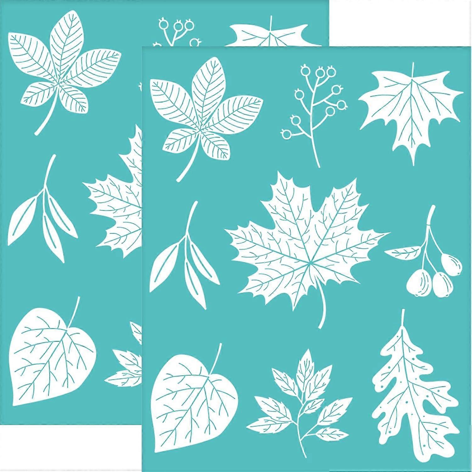 2Pcs 8.6x11 Inch Maple Leaf Self-Adhesive Silk Screen Printing Stencil Fall Leaf Silk Screen Stencil Autumn Theme Reusable Mesh Stencils Transfer for