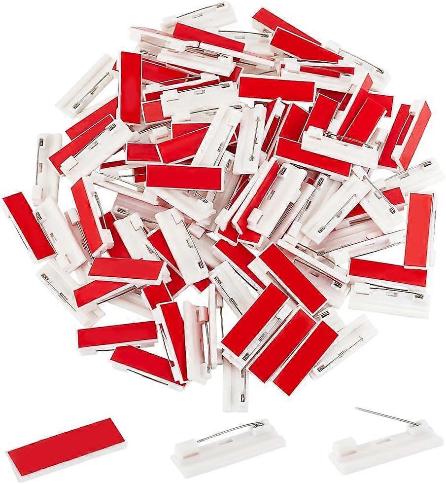 120pcs 1.5 inch Self-Adhesive Safety Pin Bars White Safety Bar Pins Rectangle Adhesive Back Badge Name Tag Pins Badge Pin Backs for Name Tags ID Badge