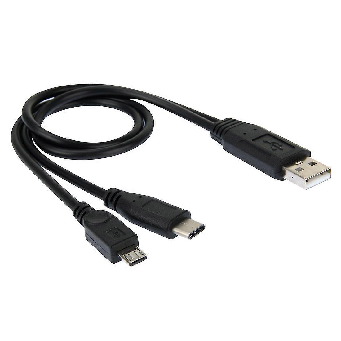 USB 2.0 to Micro USB+USB-C/Type-C 3 Data Sync Cable Adapter