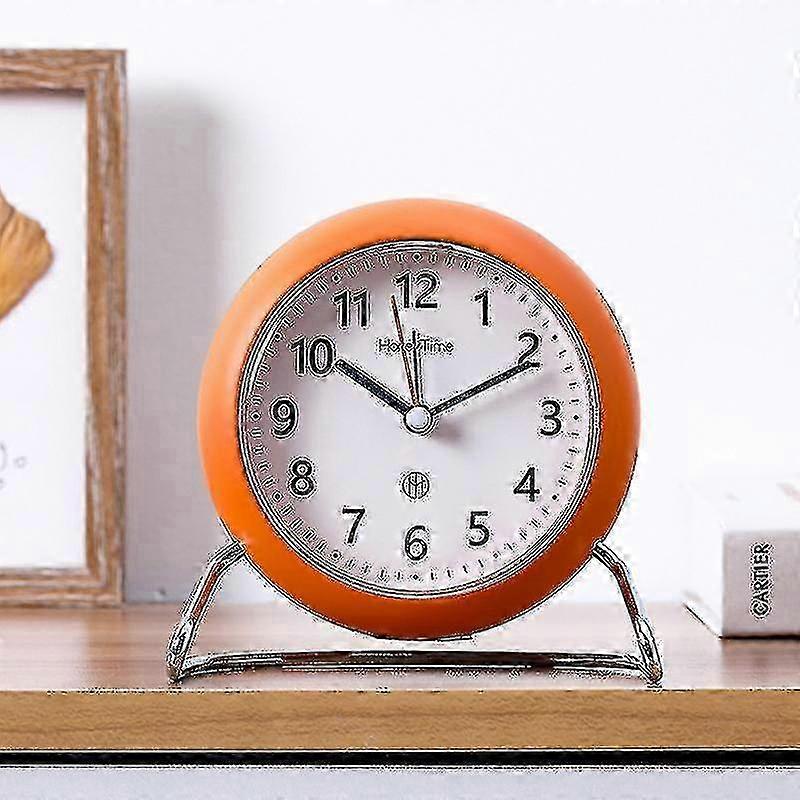 Orange Silent Small Alarm Clock Scandinavian Style Clock Luminous Clock