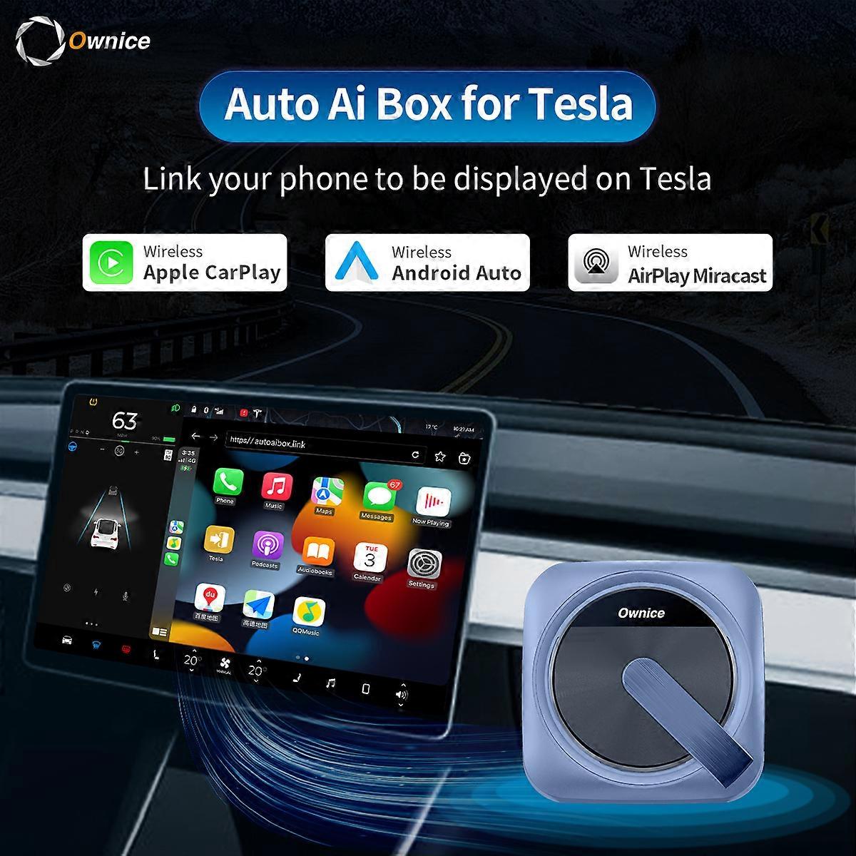 Wireless Ownice Carplay Android Auto for Tesla Connect Siri Assistant Control Bluetooth for Spotify Waze Google Map No Need Sim