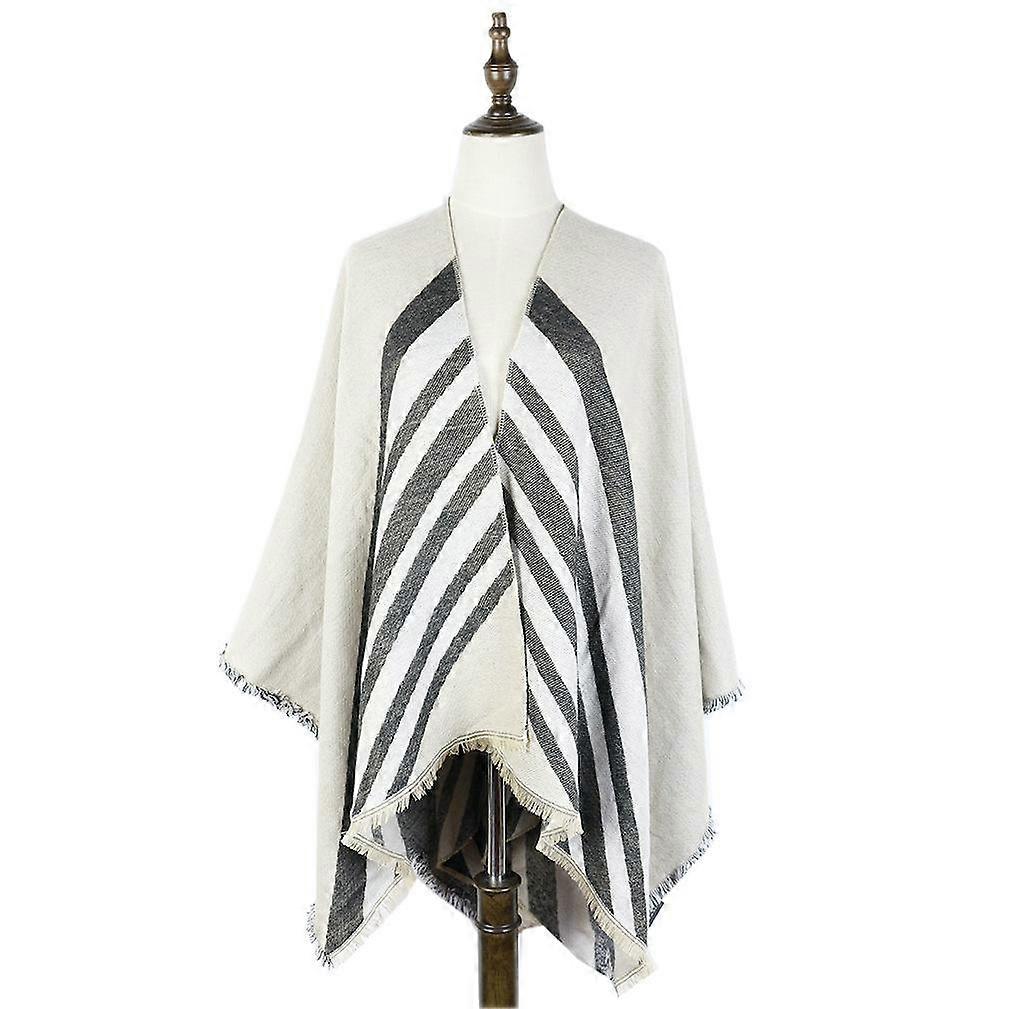 Warm Shawl Scarf Open Front Poncho Winter Cardigant with Tassel for Lady