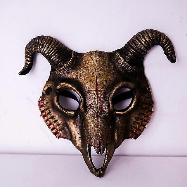 Halloween Cosplay Billy Goat Skull Mask Half Face Masquerade Carnival Party Props Rave Sheep Bone Skull Mask Cosplay Animal Mask
