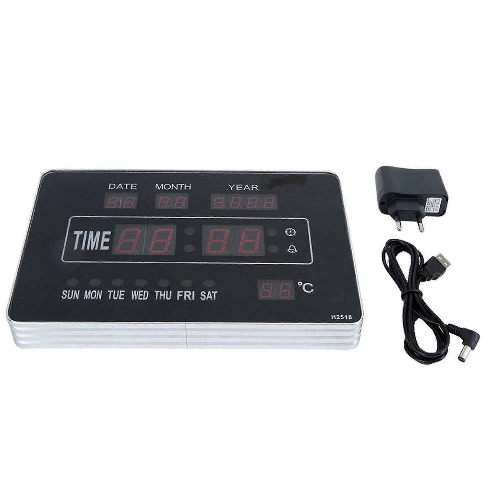 Multifunctional Electronic Digital Calendar Clock Time Temperature Display EU Plug 110-220V