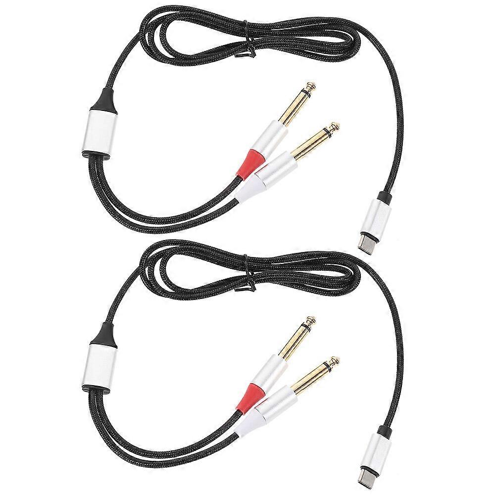 2pcs USB C To 1/4 Audio Cable Type-c To Double 6.35mm Audio Transferring Cable