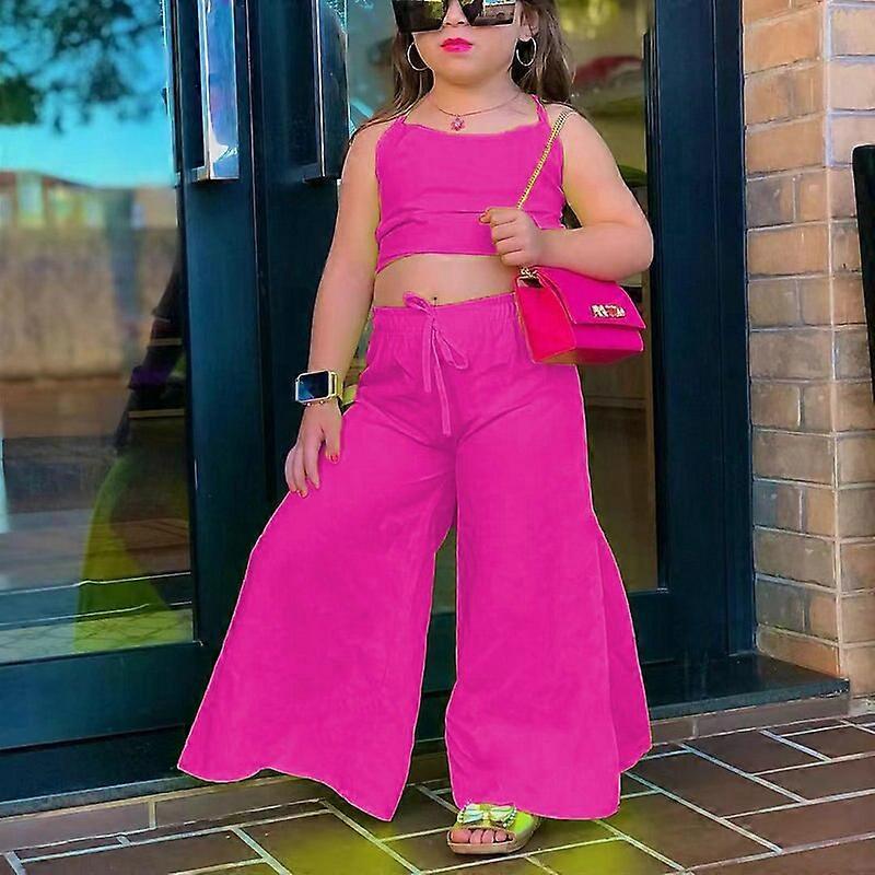 Summer Children's Clothing Sets For Baby Kids Halter Crop Tops+Wide Leg  Pants Toddler Child Girl Clothing Outfits 1-8Y - Main Image