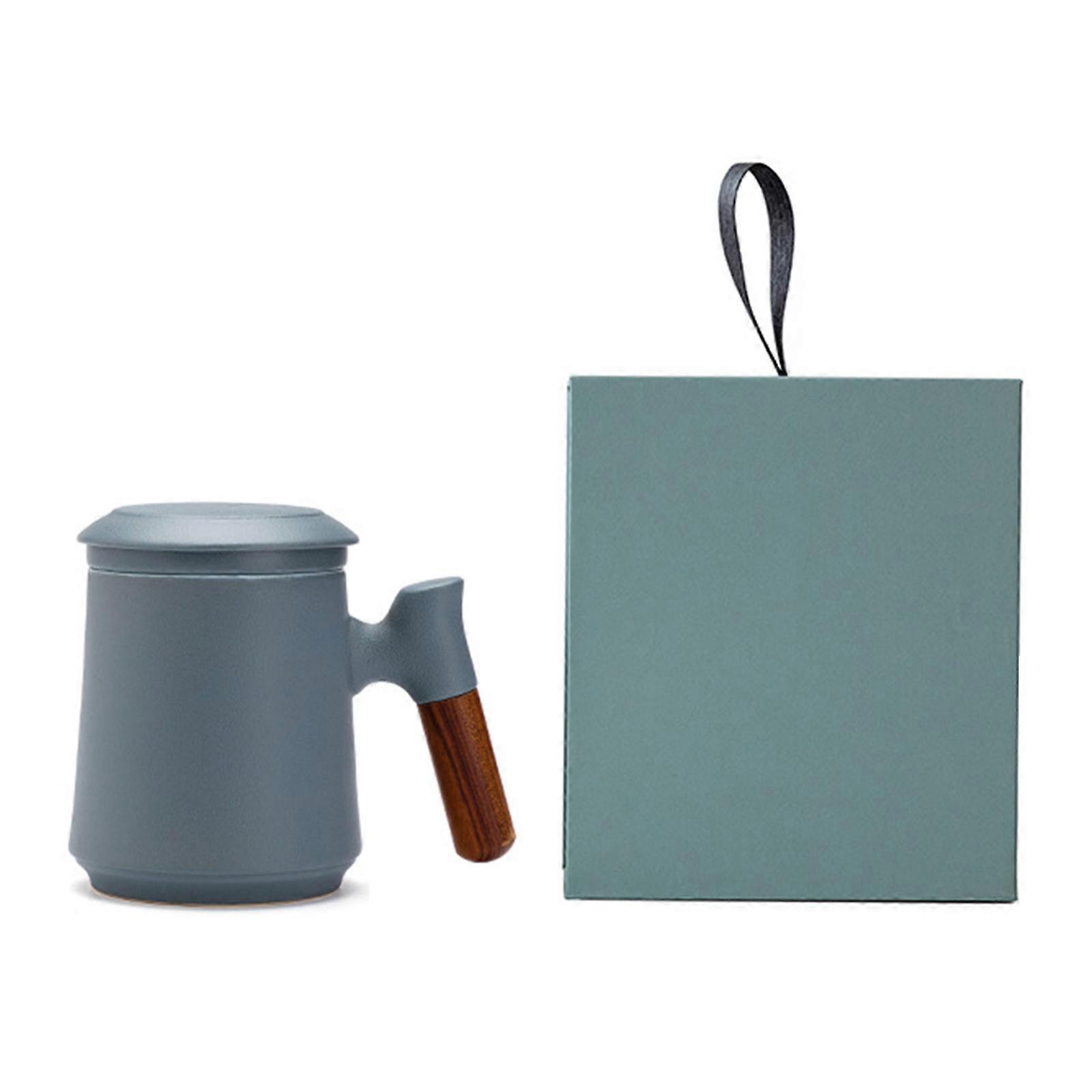 Ceramic Tea Mug with Filter Infuser Lid Handle for Creative Retro Gift Mugs Cups