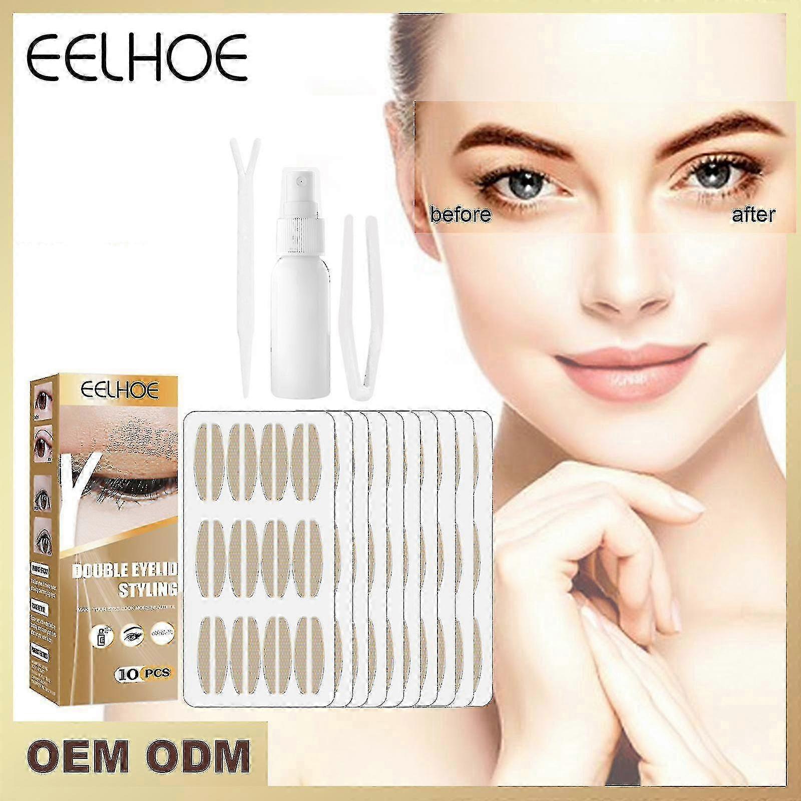 Double Eyelid Stickers Self-Stick Lace Waterless Natural Invisible No Glue Breathable Long Lasting Clip Set Size L Double Eyeli