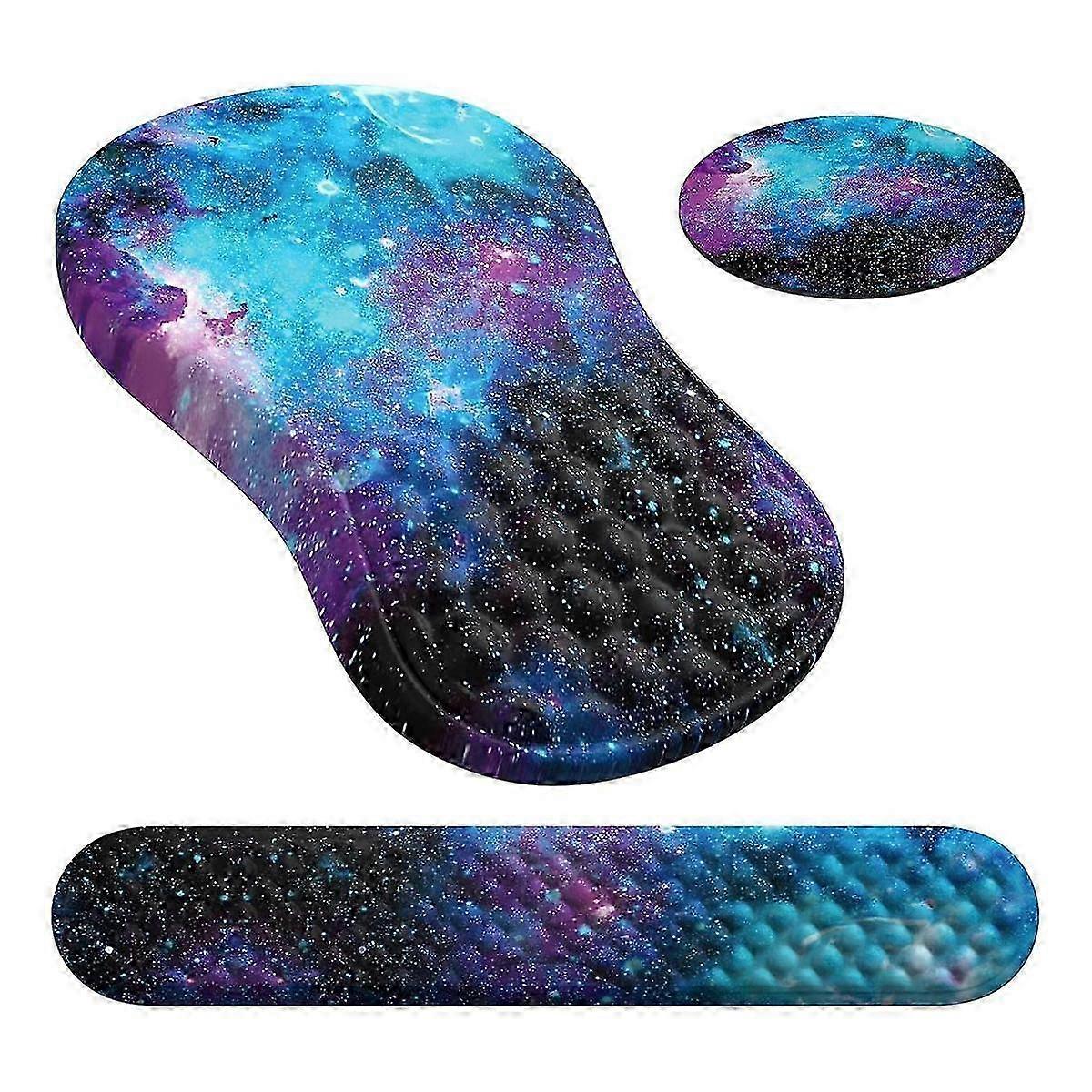 3 Pcs With Wrist Rest And Keyboard Pad Set, Computer Mouse Pads For Home Desk With Coaster-c
