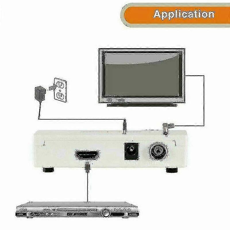 HDMI to RF Coaxial Analog Converter Box HD Adapter with Remote Control for TV- e