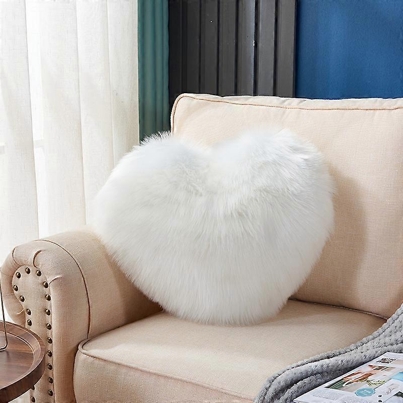 Heart Pillows, Faux Fur 3D Fluffy Heart Throw Pillow
