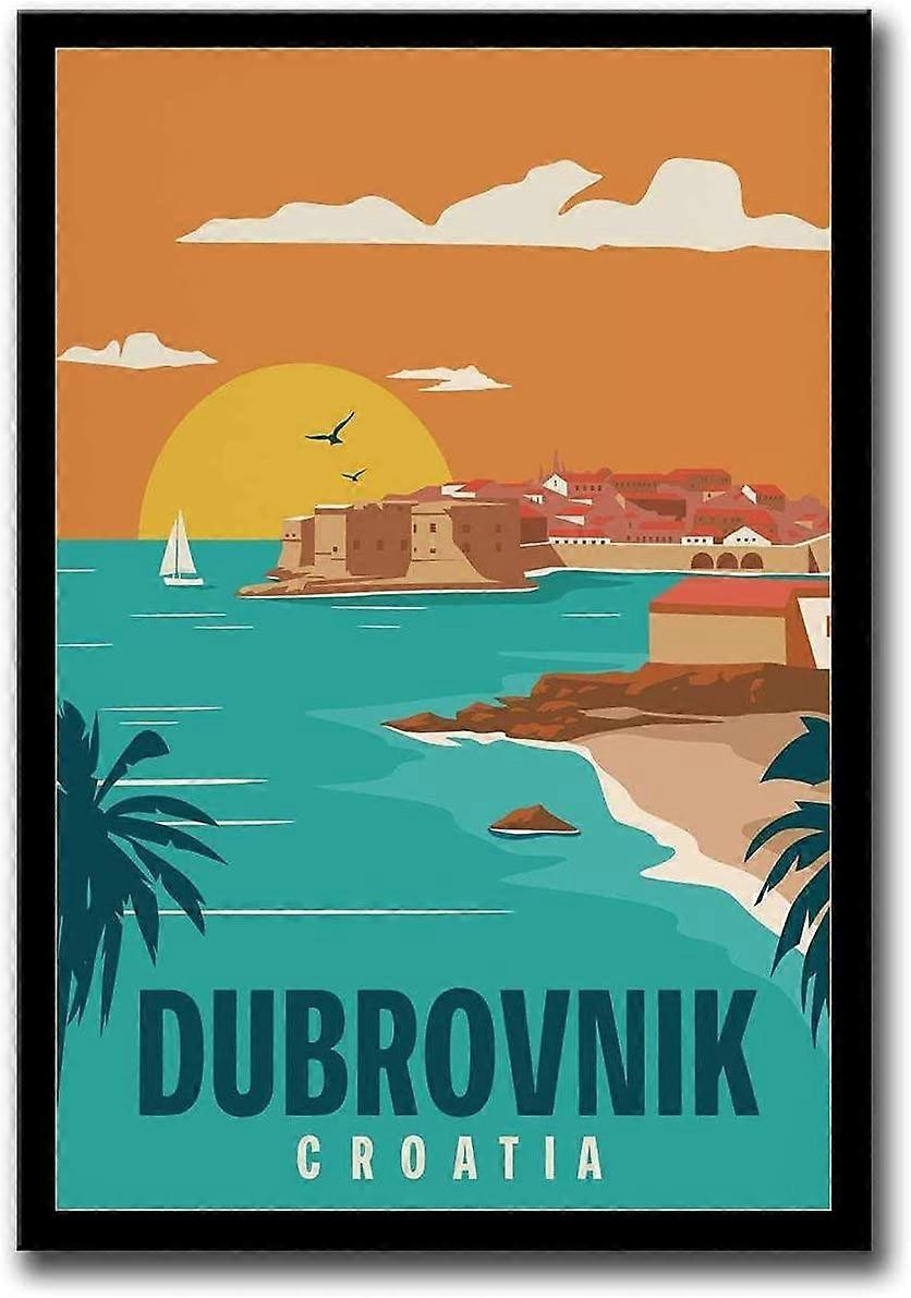 LINCMAN encadré Dubrovnik impression Croatie impression rétro voyage affiche Croatie affiche murale