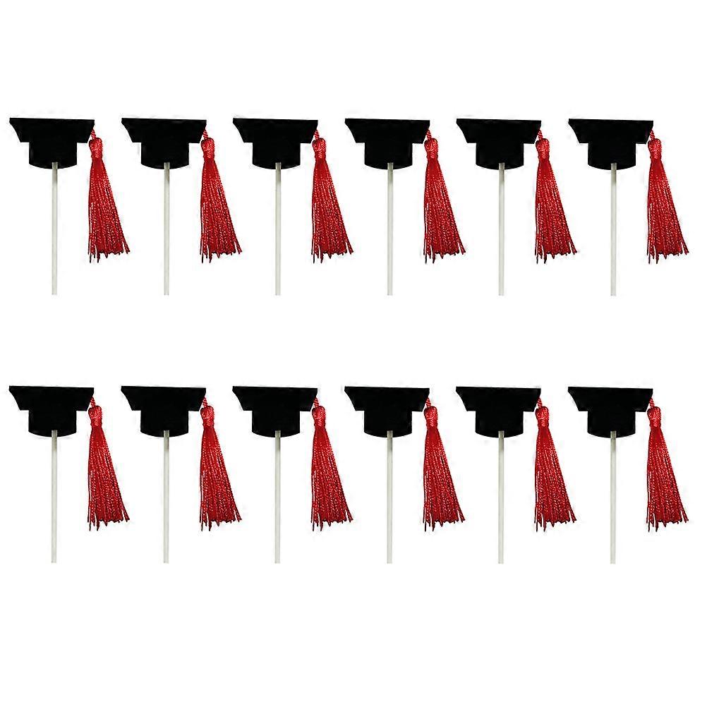 12pcs Graduation Hat Cake Topper Decoration Graduation Hat Cupcake Topper