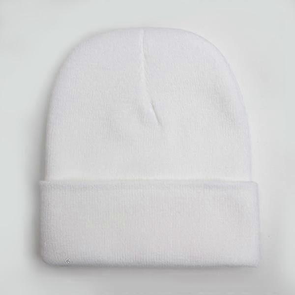 Autumn/winter Wool Blends Soft Warm Knitted Capwhite
