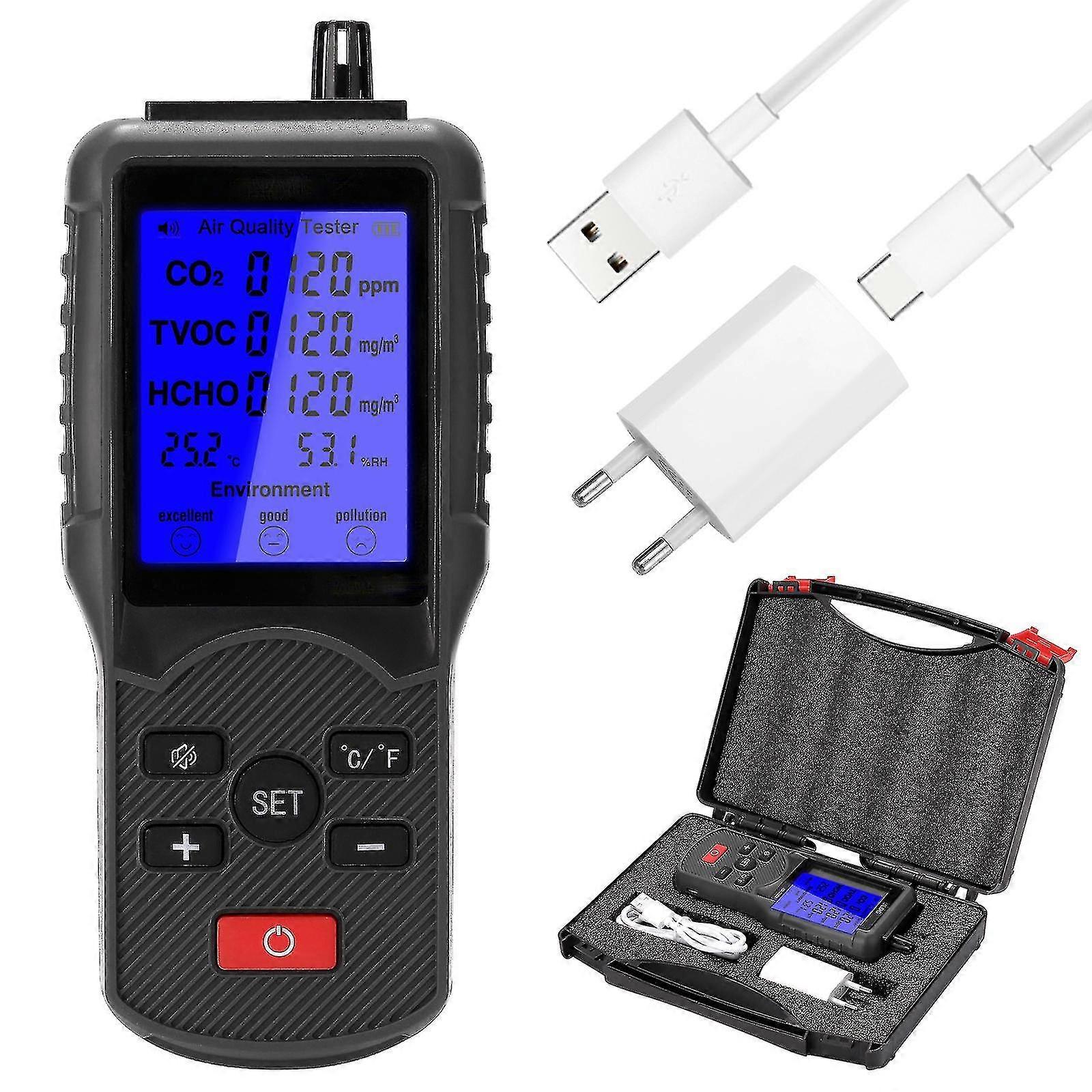 1 Air Quality Meter 1 Usb Cable Multicolor