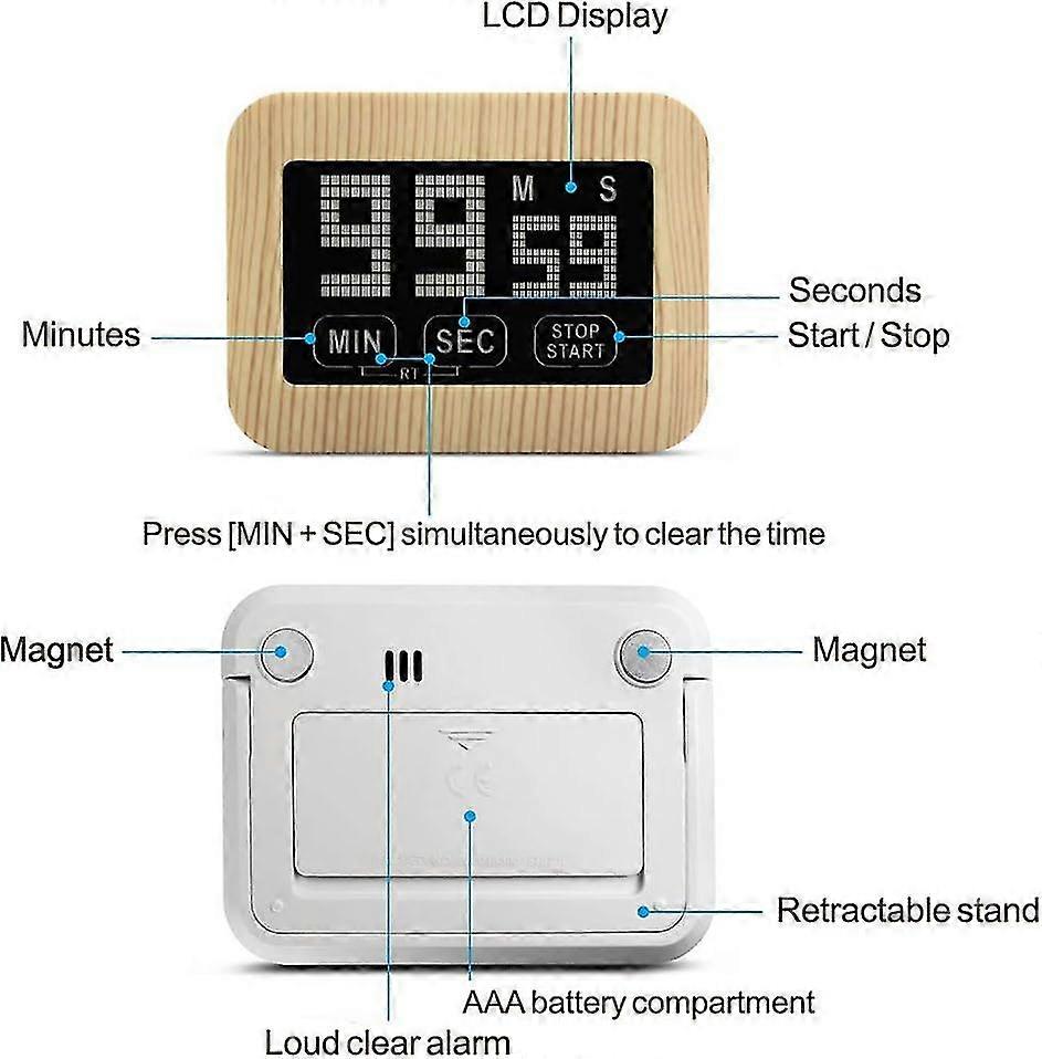 Digital Kitchen Timer Electronic Egg Timer Stopwatch Kitchen Timer With Lcd Touch Screen And Stand, Countdown Timer With Magnet And Loud Alarm For Coo