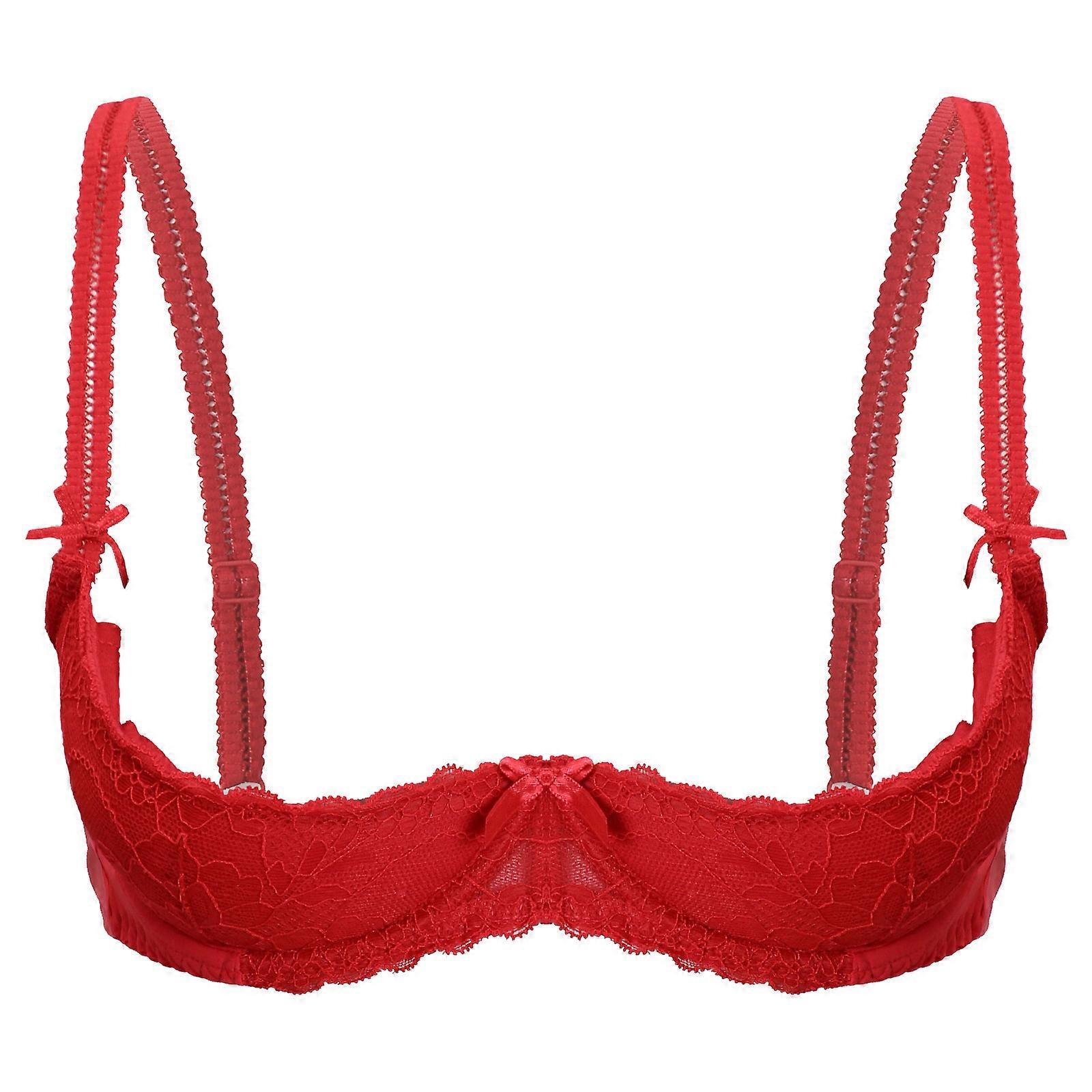 المرأة الملابس الداخلية فتح الصدر حمالات الصدر 1/2 كوب دفع ما يصل Underwire الدانتيل البرازيلي قابل للتعديل حزام الإسفنج مبطن الملابس الداخلية البرازيلية