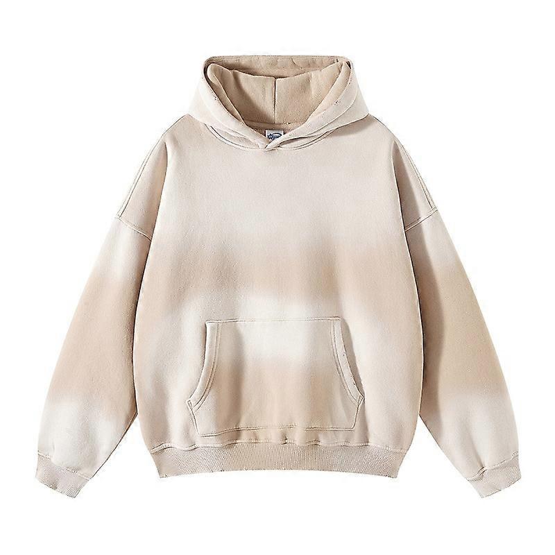 Solid color blank plus velvet thickened spray dyed distressed hoodie jacket
