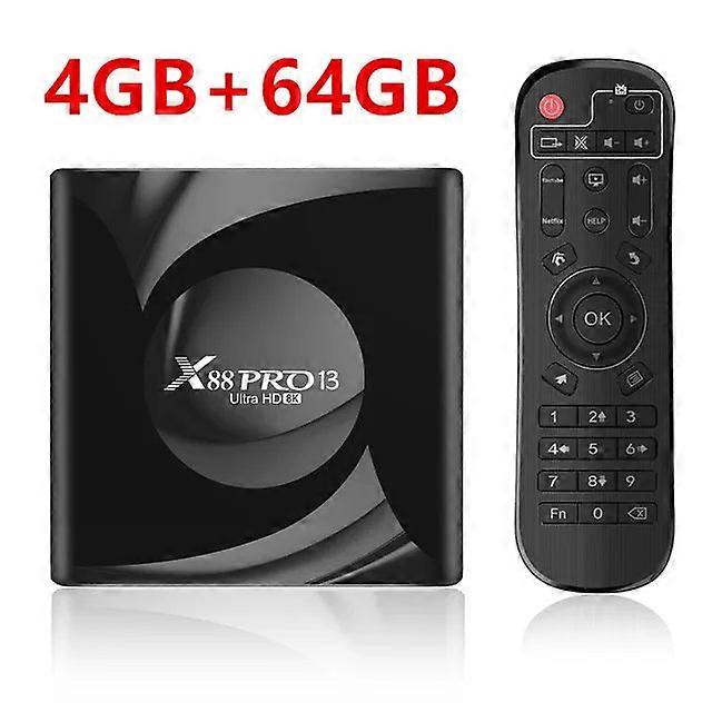 X88 Pro 13 Ultra HD 8K Android 13.0 Smart TV Rk3528 4 جيجابايت 64 جيجابايت Wifi6 Bt5.0 2.4g & 5G واي فاي ميديا بلاير فك توب بوكس
