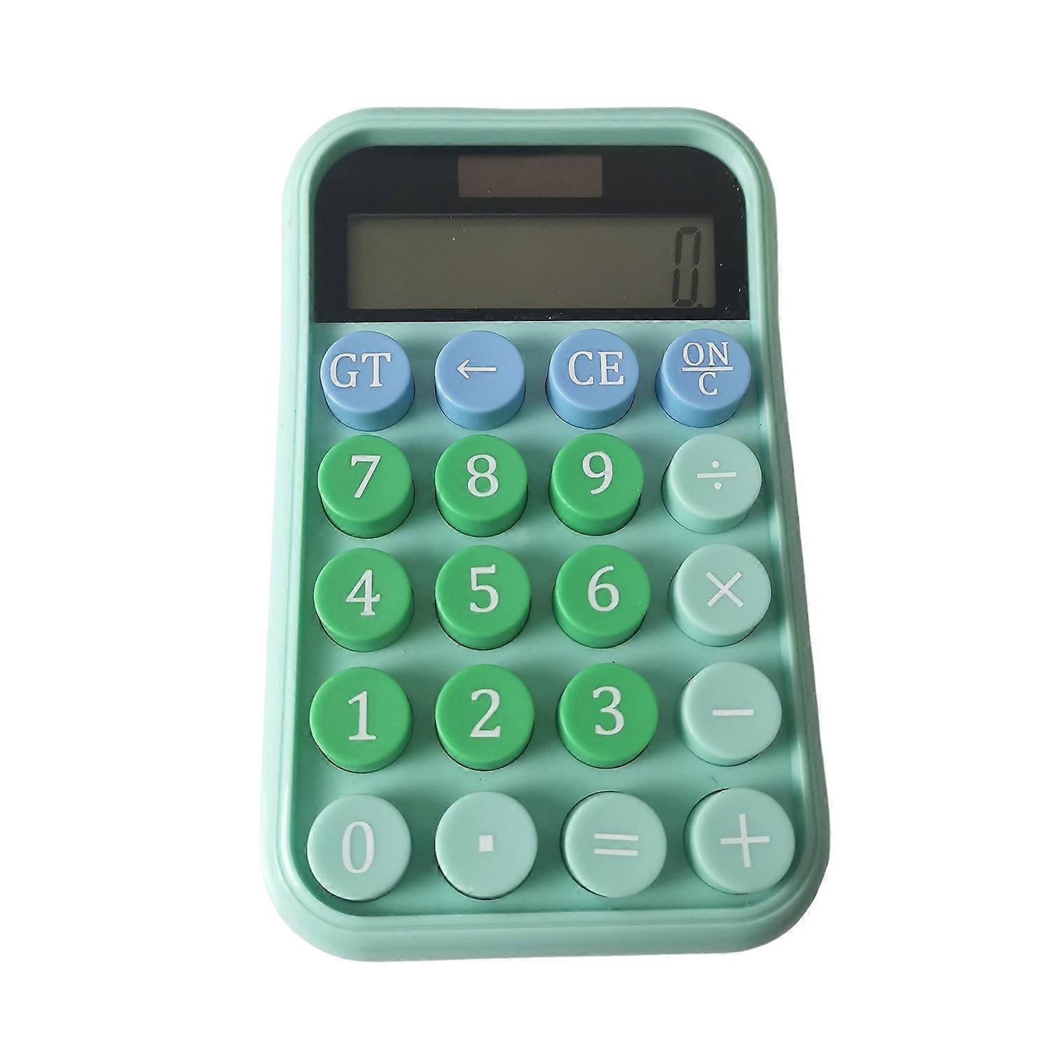 Desktop Calculator Solar Powered Battery Operated 10 Digits Round Buttons Large LCD Display Portable