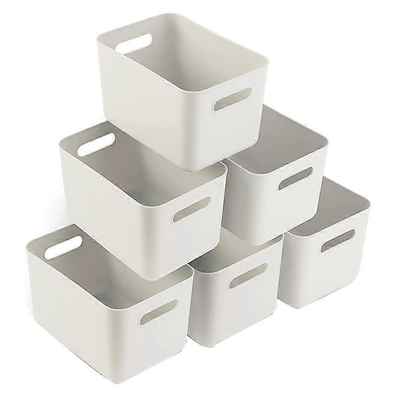 Plastic Storage Boxes - Set of 6 Plastic Baskets for Bathroom Storage, Kitchen Storage and Office S