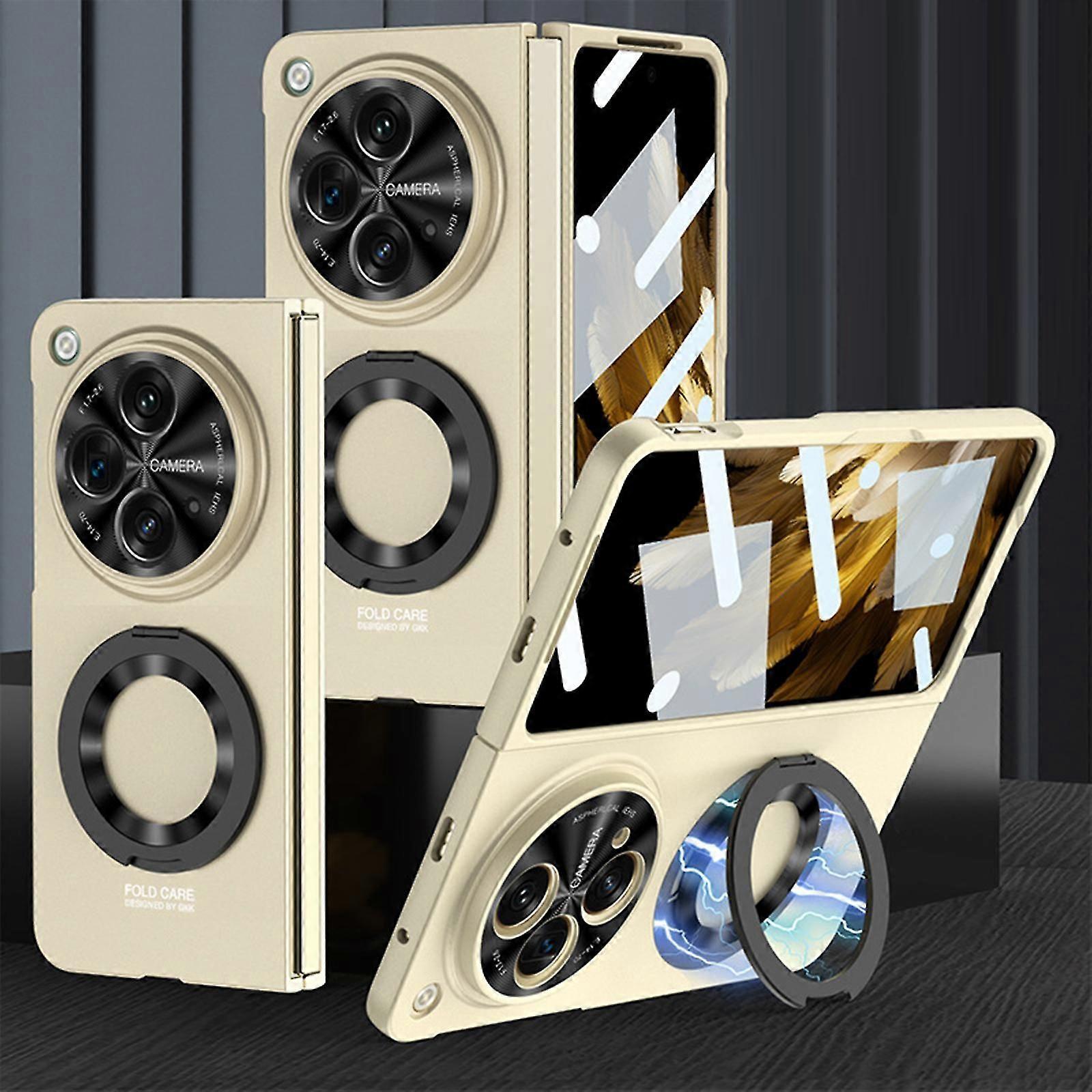 Para Oneplus Open Kickstand Case, Heavy Duty Shockproof Cover com protetor de tela e magsafe Ring Holder Slim Protective Phone Case