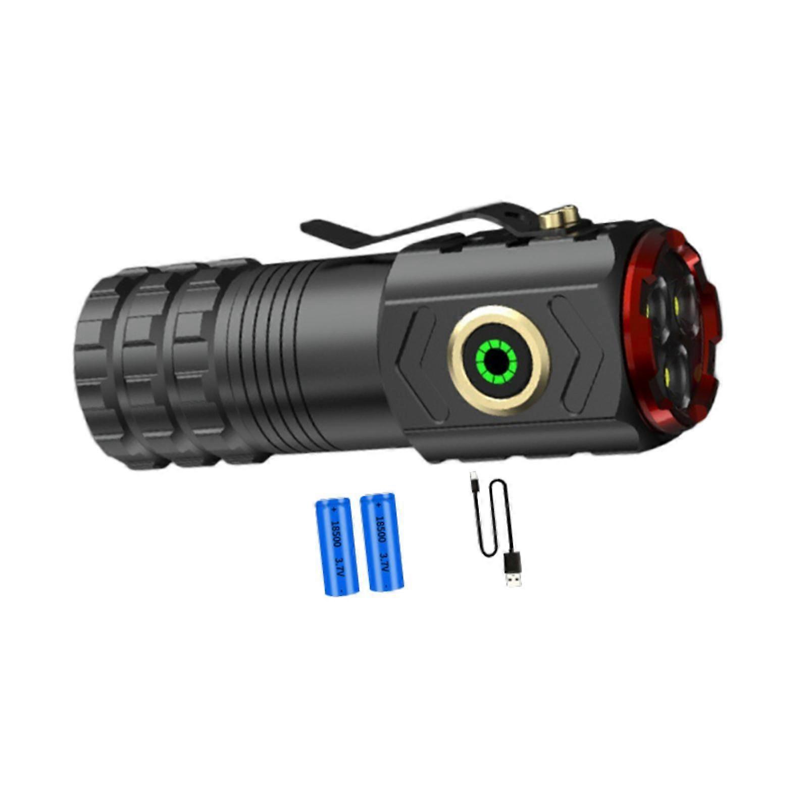 LED Flashlight Rechargeable Handheld Torch for Backpacking Power Cuts Black