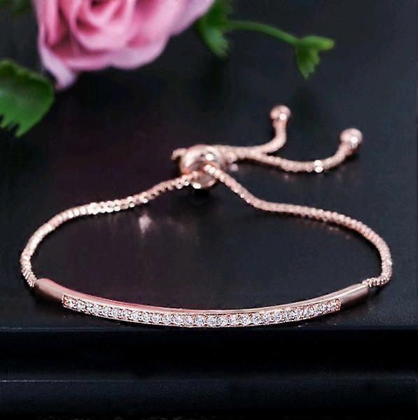 Pulsera ajustable delicada de lujo para damas [Oro rosa]