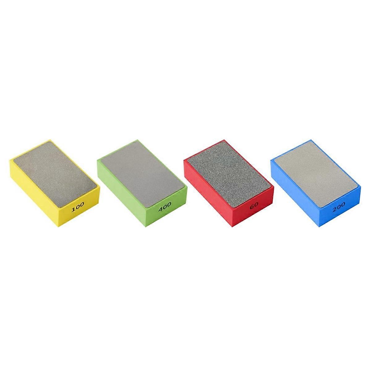 4pcs Diamond Hand Polishing Pads for Ceramic Tile, Glass, Wood, Marble, Diamond Sanding Block 60 ,