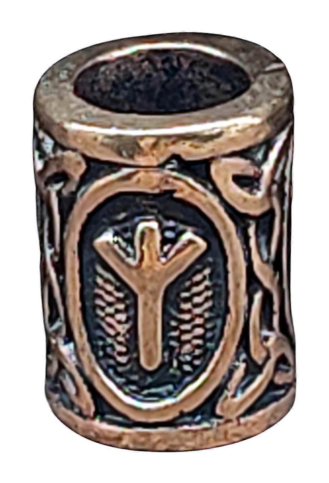Beard Pearl Rune Algiz - 1 - Bronze