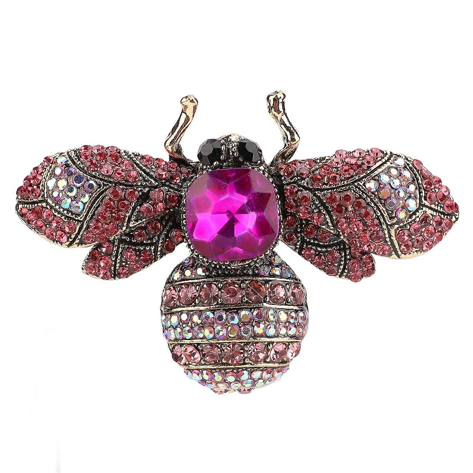 SBSGV Brooch Jewelry Retro Bee Shape Alloy Attractive Decorative Rhinestones Pin Ornament for Coat Suit