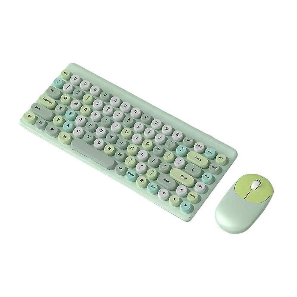 Wireless Keyboard Mice Combos Multimedia Function Keys Gaming Keyboard with Round Cap Plug and Play Desktop Computer Accessories