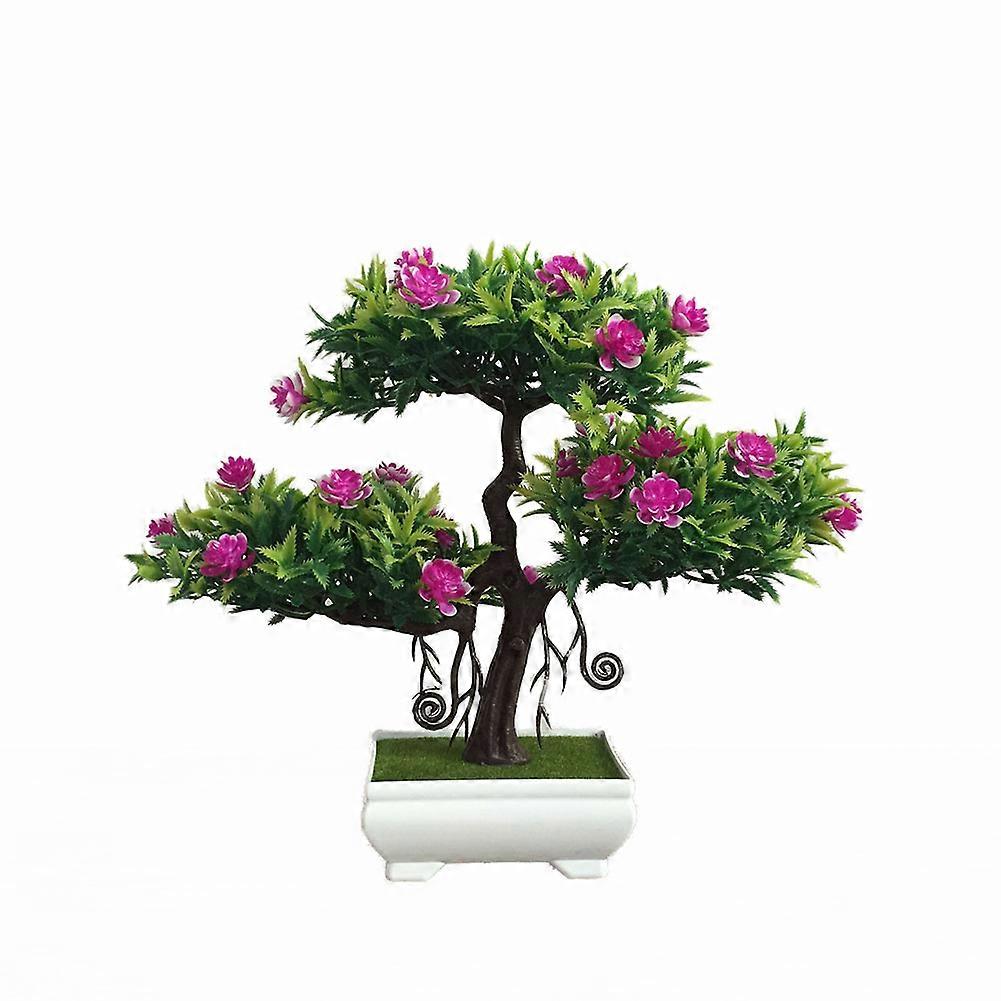 Artificial Camellia Flower Potted Simulation Planting Pot Ornament Decoration(Rose Red)