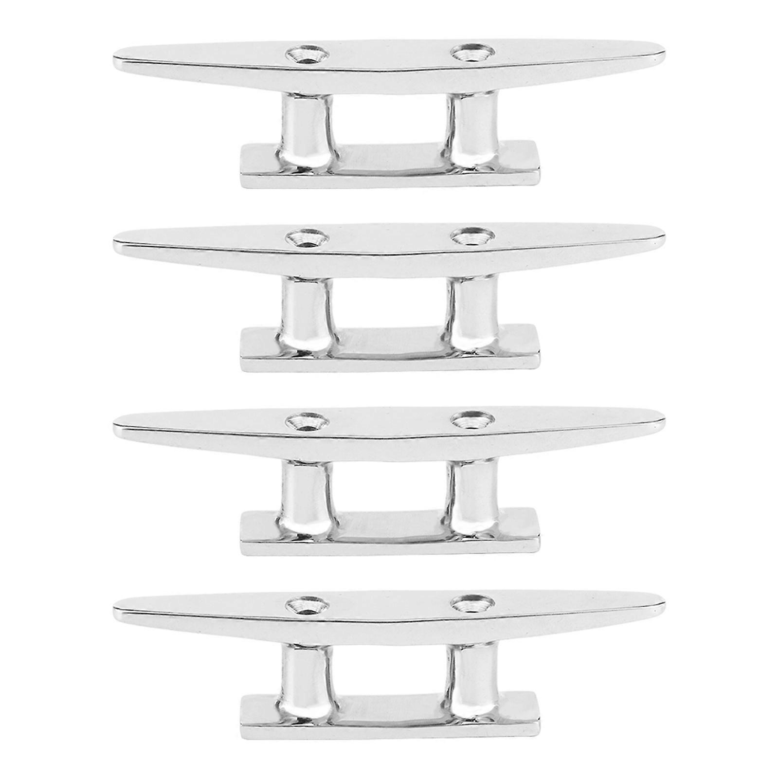 BOROCO 4Pcs 100mm/3.9in Stainless Steel Boat Dock Deck Mooring Rope Cleat Accessory